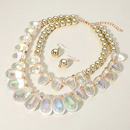 Chunky Beaded Double Layered Statement Necklace