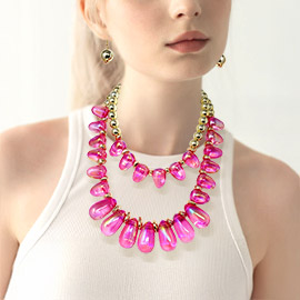 Chunky Beaded Double Layered Statement Necklace