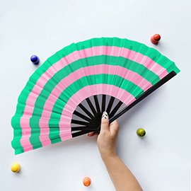 Color Block Striped Folding Line Dance Hand Fan