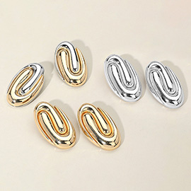Oversized Metal Oval Swirl Earrings