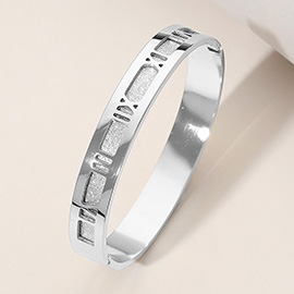 Stainless Steel Roman Numeral Hinged Bangle Bracelet