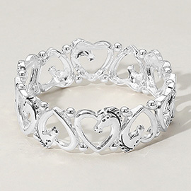 Metal Horse Open Heart Stretch Bracelet