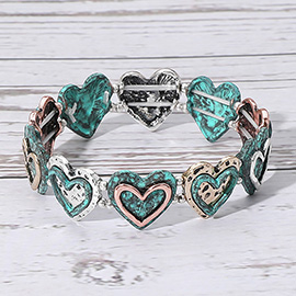 Vintage Metal Heart Stretch Bracelet