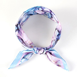 Muted Watercolor Peony Printed Square Silky Satin Scarf