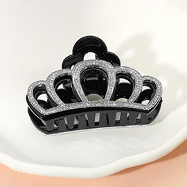 Stone Paved Crown Frame Hair Claw Clip