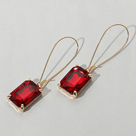 Emerald Cut Stone Dangle Evening Earrings