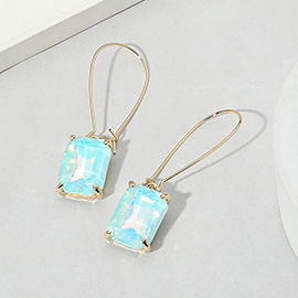 Emerald Cut Stone Dangle Evening Earrings