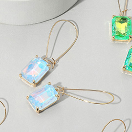 Emerald Cut Stone Dangle Evening Earrings