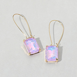 Emerald Cut Stone Dangle Evening Earrings