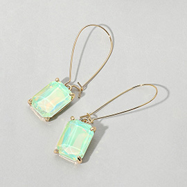 Emerald Cut Stone Dangle Evening Earrings