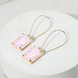 Emerald Cut Stone Dangle Evening Earrings