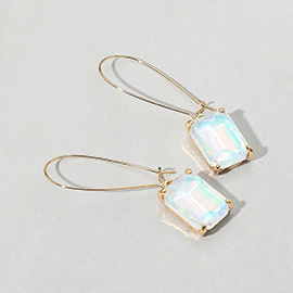 Emerald Cut Stone Dangle Evening Earrings