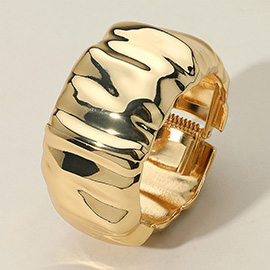 Hammered Metal Hinged Bangle Bracelet