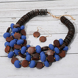 Bold Tribal Wooden Beaded Layered Statement Necklace