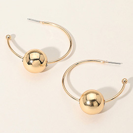 Metal Ball Accented Hoop Earrings