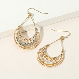 Boho Metal Crescent Cut Out Drop Dangle Earrings