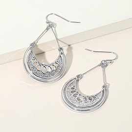 Boho Metal Crescent Cut Out Drop Dangle Earrings