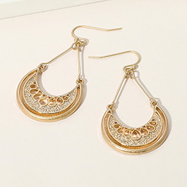 Boho Metal Crescent Cut Out Drop Dangle Earrings