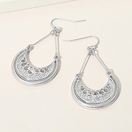 Boho Metal Crescent Cut Out Drop Dangle Earrings