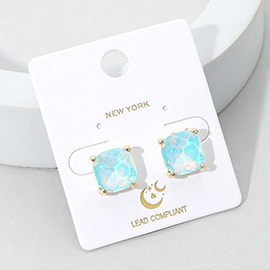 Cushion Square Stone Stud Evening Earrings