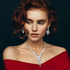 Marquise Butterfly Stone Cluster Rhinestone Paved Necklace