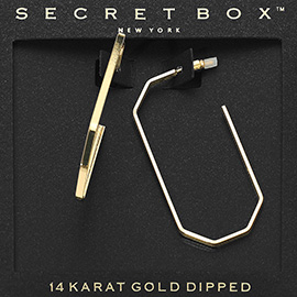SECRET BOX_14K Gold Dipped Geometric Hoop Earrings