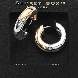 SECRET BOX_14K Gold Dipped Two Tone Mini Huggie Hoop Earrings
