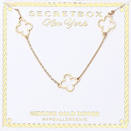 SECET BOX_Genuine Gold Dipped Hypoallergenic Open Quatrefoil Link Station Necklace