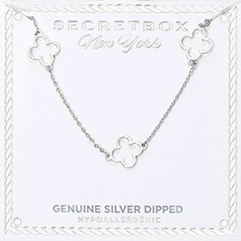 SECET BOX_Genuine Silver Dipped Hypoallergenic Open Quatrefoil Link Station Necklace