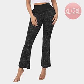 Plus Size Bling Studded Flare Leggings