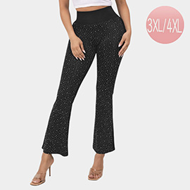 Plus Size Bling Studded Flare Leggings