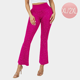 Plus Size Bling Studded Flare Leggings