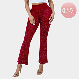 Plus Size Bling Studded Flare Leggings