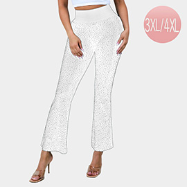Plus Size Bling Studded Flare Leggings