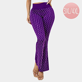 Plus Size High Waisted Bling Studded Diamond Pattern Flare Leggings
