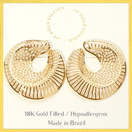 18K Gold Filled Textured Abstract Fan Earrings