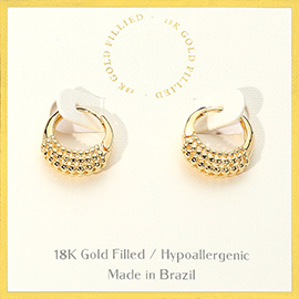 18K Gold Filled Textured Mini Hoop Earrings