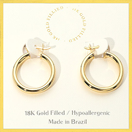 18K Gold Filled Pin Catch Hoop Earrings