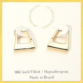 18K Gold Filled Mini Triangle Pin Catch Hoop Earrings