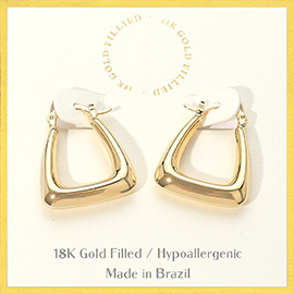 18K Gold Filled Puffy Geometric Pin Catch Hoop Earrings