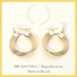18K Gold Filled Multi-Strand Pin Catch Hoop Earrings