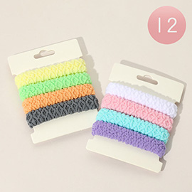 12 SET OF 4 - Colorful Textured Soft Elastic Stretch Hairbands