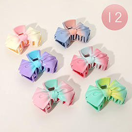 12 SET OF 3 - Gradient Bow Mini Hair Claw Clips