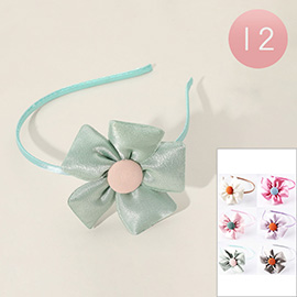 12PCS -Satin Feel Fabric Petal Flower Headband