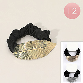 12PCS - Textured Metal Leaf Hair Scrunchies