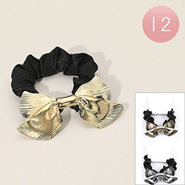 12PCS - Textured Metal Bow Hair Scrunchies