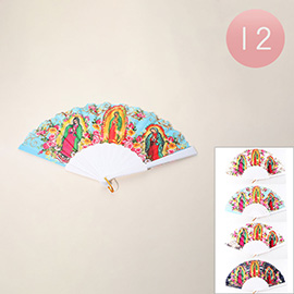12PCS - Virgin of Guadalupe Folding Fans