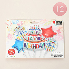 12 SET OF 5 - Happy Birthday Cake Star Party Balloon Set