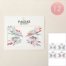 12PCS - Colorful Festival Eye Gem Face Stickers