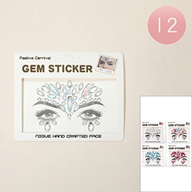 12PCS - Crystal Eye Forehead Jewel Face Stickers